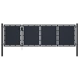 Homgoday Gartentor Stahl 350 x 75 cm Anthrazit Gartentor Metall Model144535