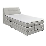 CONCORD 2 Boxspringbett 120x200 elektrisch verstellbar, Silber - Bequemes...