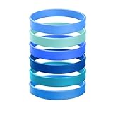 CPJJ 6 Stück Silikonarmband Herren Kinder Gummiarmbänder Blau Farben...
