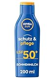 NIVEA SUN Schutz & Pflege Sonnenmilch LSF 50+ (200 ml), Sonnencreme für...