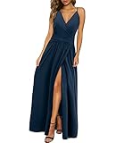 Newshows Sommerkleid Damen Lang Maxikleid Sommer V Ausschnitt Kleid Schlitz...