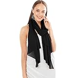 Shawl Factory - Heidi Chiffon Schal Damen Schwarz - Seidenweich und...