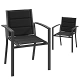 JUMMICO Garten Stapelstühle mit Armlehnen, Aluminium Outdoor Garten...
