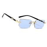 MEGAVOW Rahmenlose Rechteck Sonnenbrille, Brillenband, Vintage Retro...