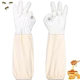ZONSUSE Imker Handschuhe aus Ziegenleder, Imker Schutzhandschuhe mit Langen...