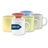 Kaffeebecher Kunststoff (6er Tassen Set, Groß, Bunt, 350ml) - Becher aus...