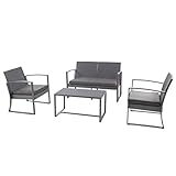 SVITA LOIS XL Poly Rattan Sitzgruppe Gartenmöbel Metall-Garnitur...