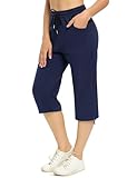 Totatuit 100% Baumwolle Caprihose Damen 3/4 Jogginghose Sommer Kurz...