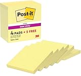 Post-it Super Sticky Notes Kanariengelb, Packung mit 6 Blöcken, 90 Blatt...