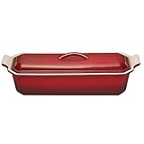 Le Creuset Pastetenform mit Presse aus Steinzeug, 32 cm, 1,4 L, Kirschrot,...