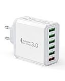 USB Ladegerät, 6-Ports Ladeadapter 33W Adapter Ladestecker mit QC 3.0...