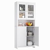 FOREHILL 190cm Küchenschrank, Vitrinenschrank Buffetschrank mit 4 Türen,...