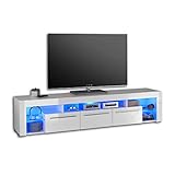 GOAL TV-Lowboard in Hochglanz Weiß mit blauer LED-Beleuchtung -...