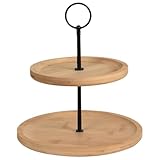Etagere mit 2 Ebenen, Ø 21,5 cm, Bambus Servierplatte Servierständer...