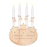 Advent Kerzenhalter 20cm, Adventskranz Holz Rund mit 4 Kerzen,...