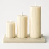Stumpenkerzen mit Rillen – handgemachte Sojawachskerzen im 3er Set –...