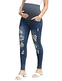 Maacie Umstandsjeans für Damen Casual Stilvoll Ripped Loch Umstandshose...