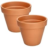 KOTARBAU® 2er Set Blumentopf aus Terrakotta ⌀ 17 cm Übertopf mit Rand...