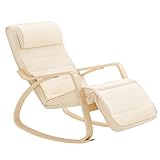 SoBuy FST16-W Neu-Schaukelstuhl 5-Fach verstellbares Fussteil Schwingsessel...