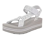 Guess Damen Avin Keilsandale, White/Silver 115, 37.5 EU