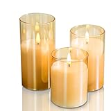 CANDLE CHOICE Batteriebetriebene flammenlose Stumpenkerzen aus echtem Wachs...