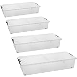 Sustania Unterbett-Aufbewahrungsboxen 4er Set mit Rollen & geteiltem...