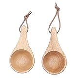2 Stück Kuksa Holztasse, Tragbar Kautschukholz Wasserbecher mit Griff und...