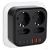 LustLocke 10 in 1 Mehrfachsteckdose Steckdosenadapter, 3500W/15A 4 Fach...