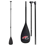 F2 SUP Paddel Carbon - 85% Carbon 3 teilig Schwarz Utraleichter extrem...