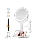 MOMOKUBA Kosmetikspiegel mit Beleuchtung, Vergrößerungsspiegel mit Licht...
