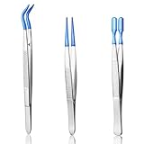 3 Stück Pinzette mit Gummispitzen PVC-beschichtet Präzisions-Gummi Gerade...