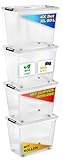 Gardissimo 4 er Set Aufbewahrungsbox mit Deckel und Rollen Clip 80 Liter,...