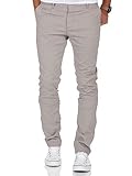 Amaci&Sons Herren Slim Fit Stretch Chino Hose Jeans 7100 Hellgrau W34/L32