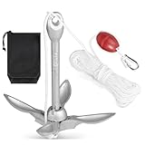 SWAWIS Anker Boot Bootsanker 1,5 kg Bootszubehör Klappanker Sup Anker mit...