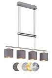 lightling modern Pendelleuchte Marita 4-flammig nickel matt Metall,...