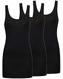 ONLY 3er Pack Damen Tank Top Shirt Onllive Love Long Trägershirt lang...