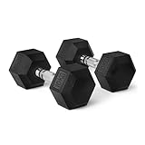 Amazon Basics Hantel-Set, mit Gummibeschichtung, sechseckig, 10 kg, Schwarz