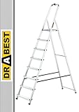 DRABEST Stehleiter 8 Stufen Klapptrittleiter Alu Leiter, Haushaltsleiter...