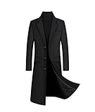 ECDAHICC Wintermantel Herren Lang Wolle Mantel Slim Fit Zweireihig Revers...