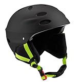 Skihelm, Kajakhelm mit Ohrenschützern, Belüftung Schwarz Sicherheitshelm,...