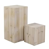 Deco Woerner Holz-Säule Warenpräsenter Quader 2erSet naturfarben...