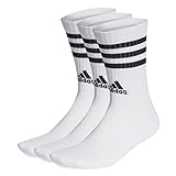 adidas Unisex 3 Stripes Crew Socken, White/Black, XL