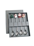Schillerndes Edelstahl-Teelöffel-Set mit niedlichen Weihnachtselementen...