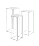 HAKU Möbel Blumensäule 3er Set weiß, Metall - Maße: B 22/26/30 cm x H...