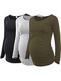 Love2Mi 3er Pack Damen Umstandsshirt Umstandstop Langarm Umstandsmode