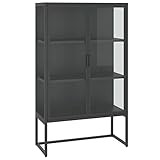 KTHLBRH Highboard Anthrazit 80x35x135 cm Stahl und Gehärtetes Glas...