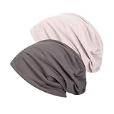 Voarge 2 Stück Beanie Mütze, Dünne Slouch Baumwolle Mütz, Beanie Cap...