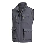 MeiLayM Herren Outdoor Weste mit Vielen Taschen Schnelltrocknende...