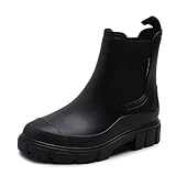 DRECAGE Gummistiefel Damen Wasserdicht Stiefel Damen Halbhoch Ankle Chelsea...