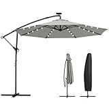 Outsunny Ampelschirm LED Solar ca. Ø300 cm 360° Drehbar Sonnenschirm mit...